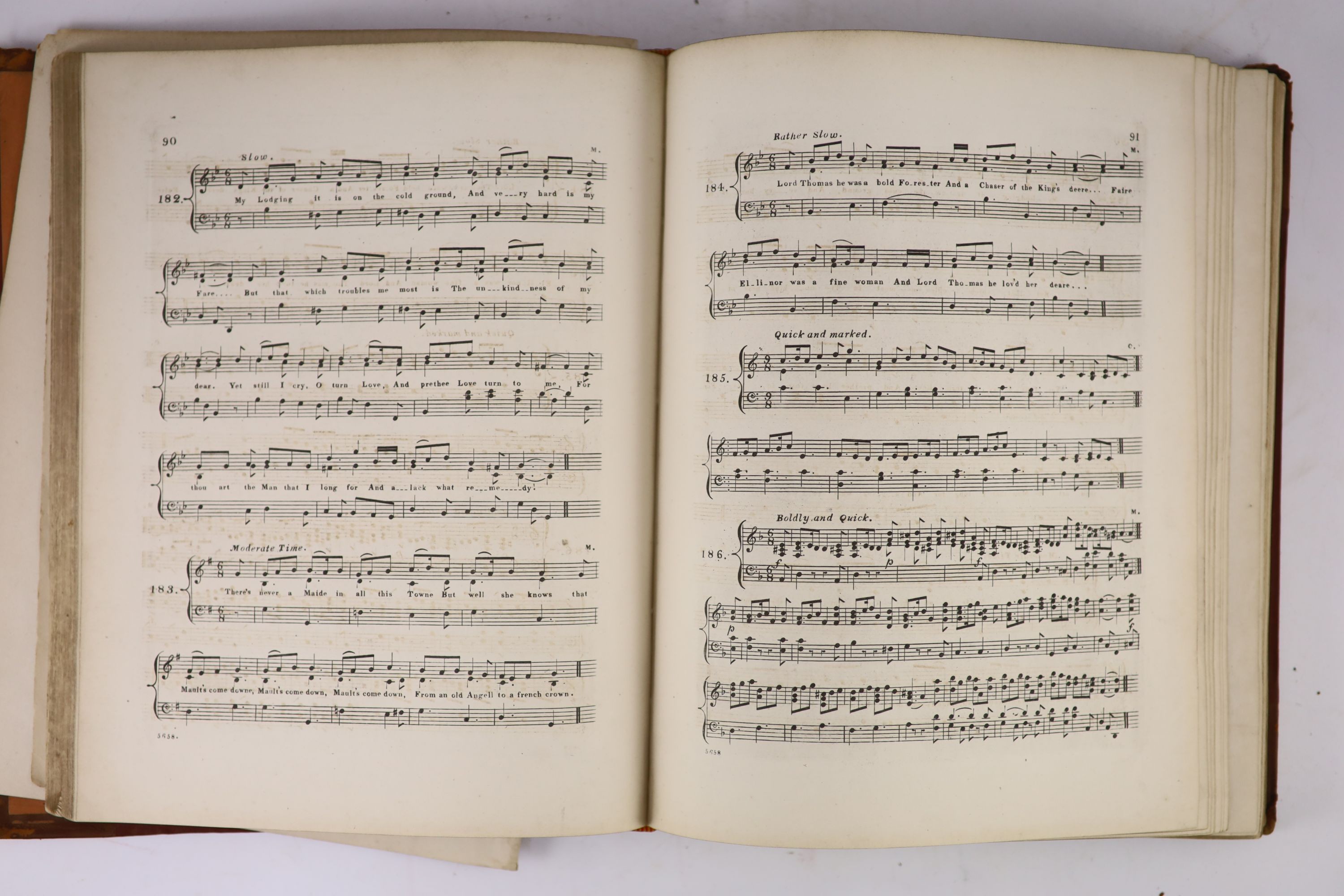 Chappell, W. (editor) - A Collection of National English Airs, consisting of Ancient song, Ballard, & Dance tunes…Complete with illustrated and printed title pages and numerous musical illustrations within the text. Half